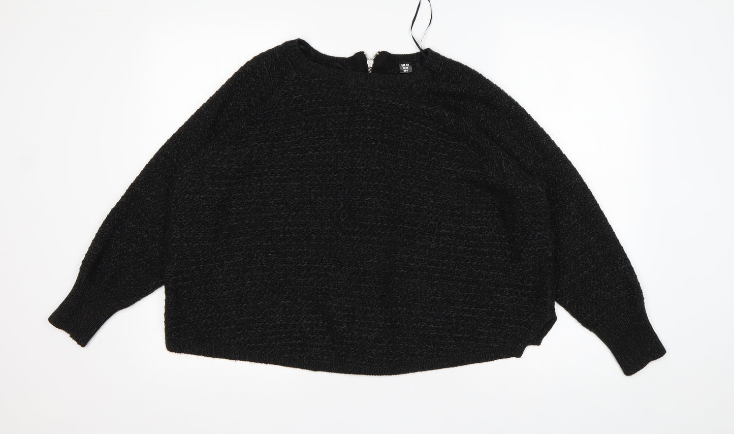 Goldigga Womens Black Round Neck  Acrylic Pullover Jumper Size 12