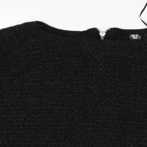 Goldigga Womens Black Round Neck  Acrylic Pullover Jumper Size 12