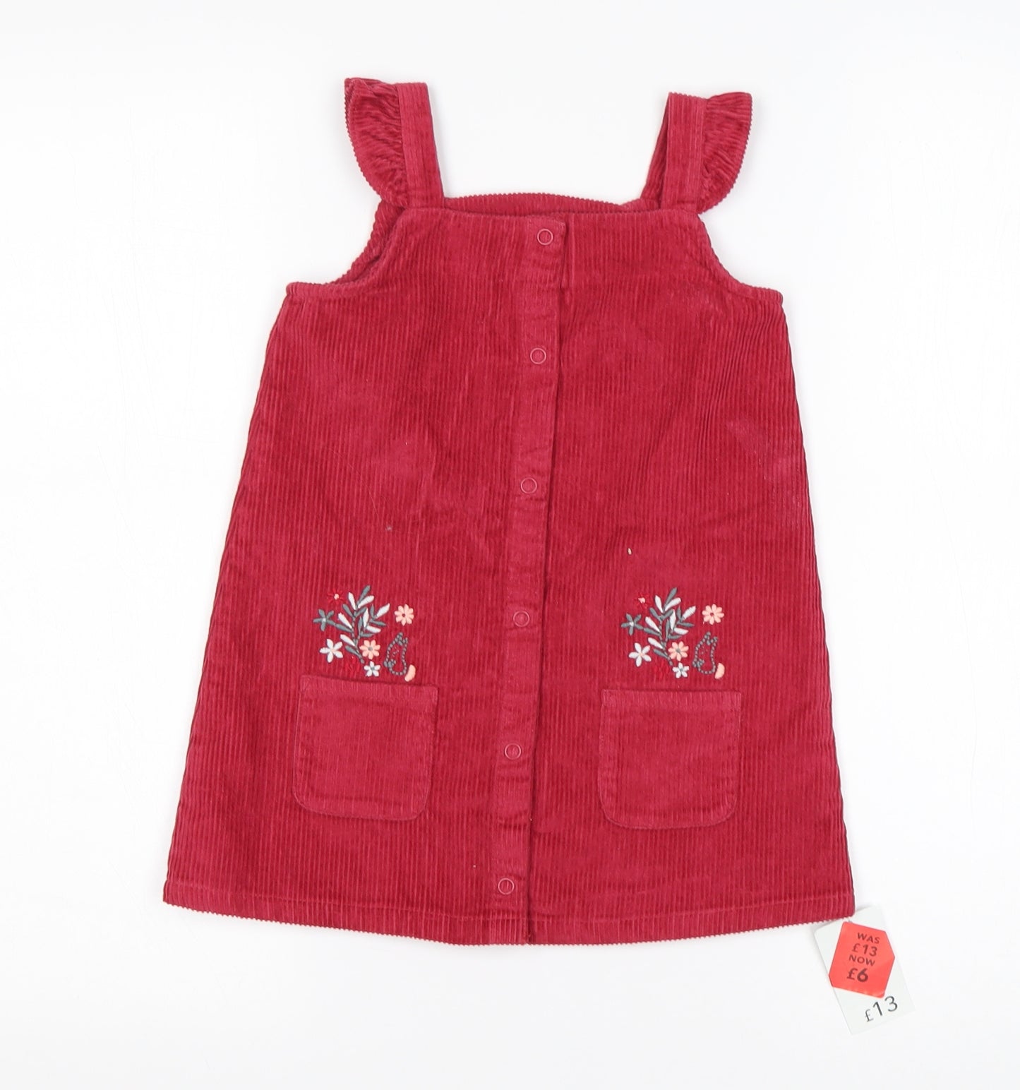 George Girls Pink  Cotton Pinafore/Dungaree Dress  Size 18-24 Months  Square Neck