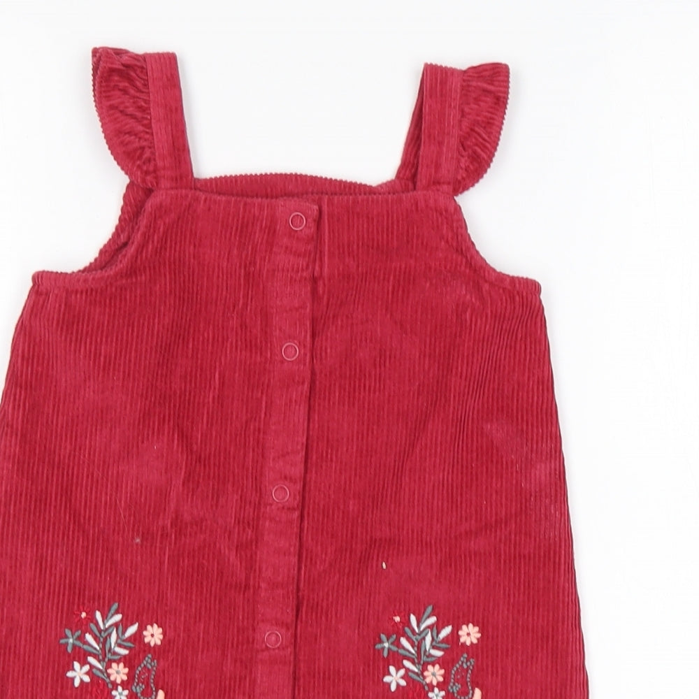 George Girls Pink  Cotton Pinafore/Dungaree Dress  Size 18-24 Months  Square Neck
