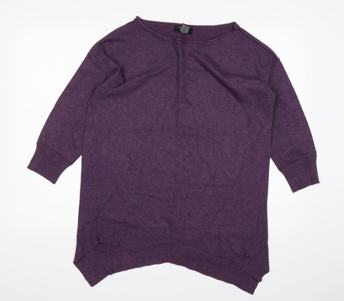 Verve Womens Purple Round Neck  Rayon Pullover Jumper Size M