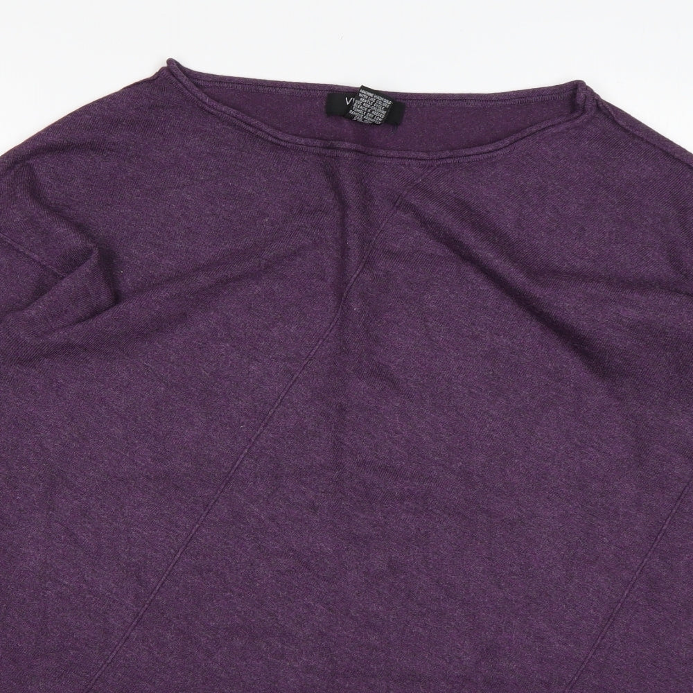 Verve Womens Purple Round Neck  Rayon Pullover Jumper Size M
