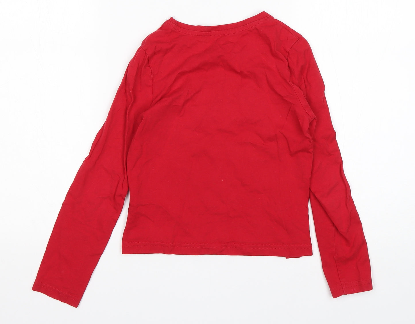 Primark Girls Red  Cotton Top Pyjama Top Size 7-8 Years   - Christmas