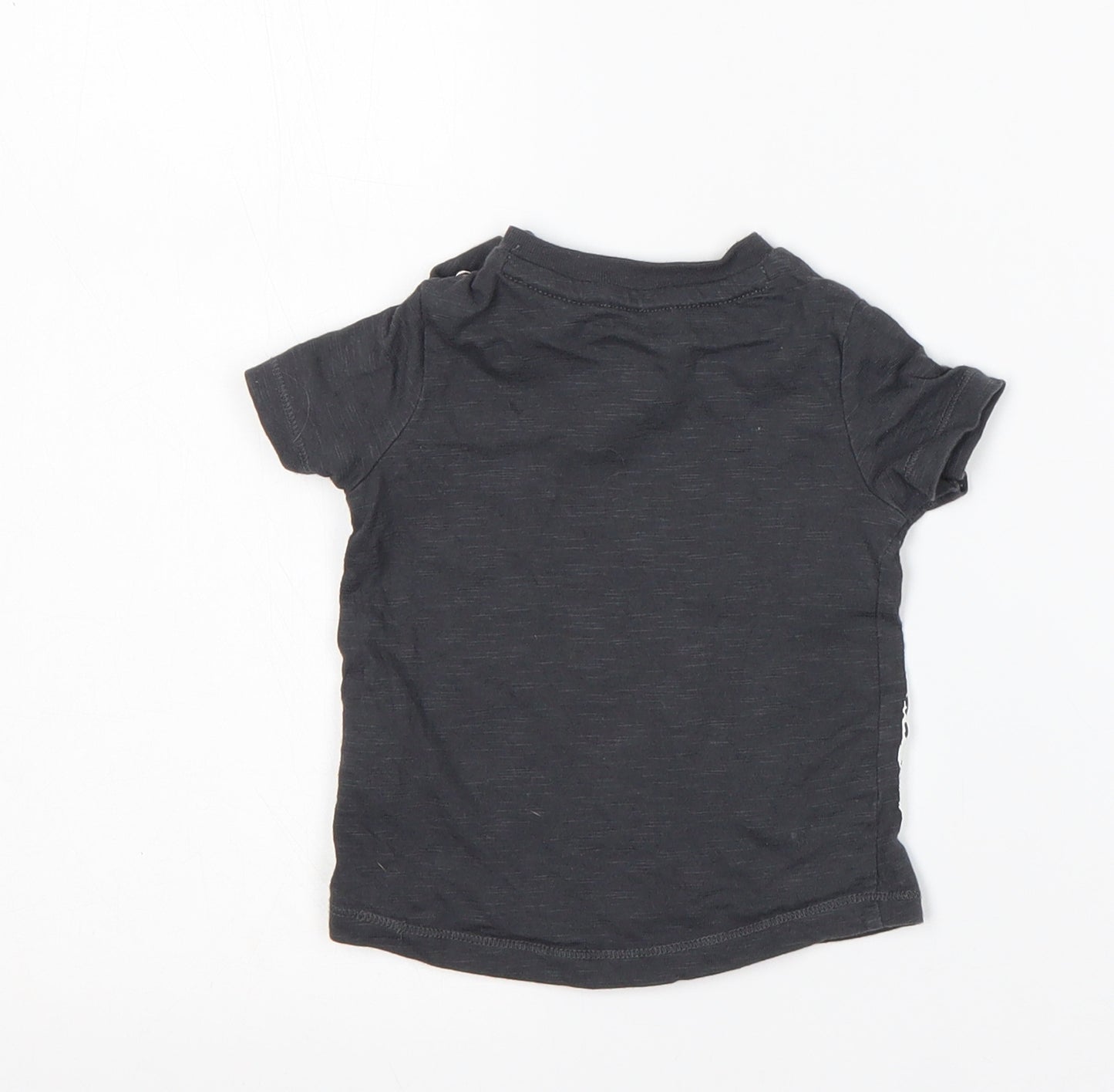 F&F Boys Grey  Cotton Basic T-Shirt Size 3-6 Months Round Neck  - Giraffe