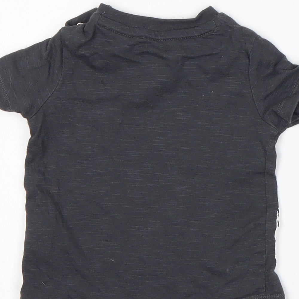 F&F Boys Grey  Cotton Basic T-Shirt Size 3-6 Months Round Neck  - Giraffe