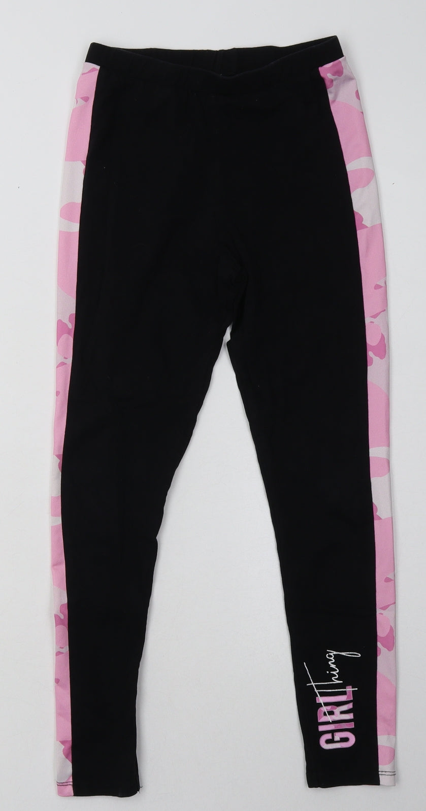 George Girls Black Camouflage Cotton Sweatpants Trousers Size 11-12 Years  Regular  - girl thing