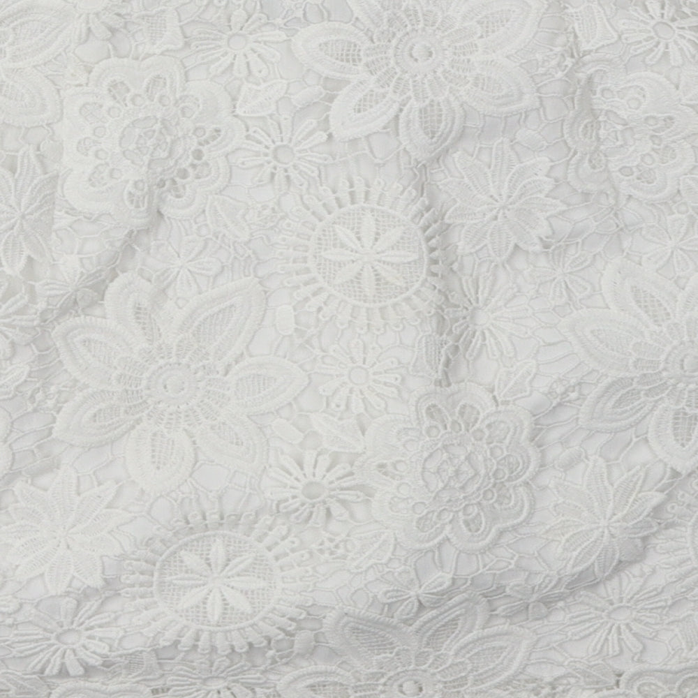 Topshop Womens White Floral Polyester A-Line Skirt Size 12   Zip - Lace Detail