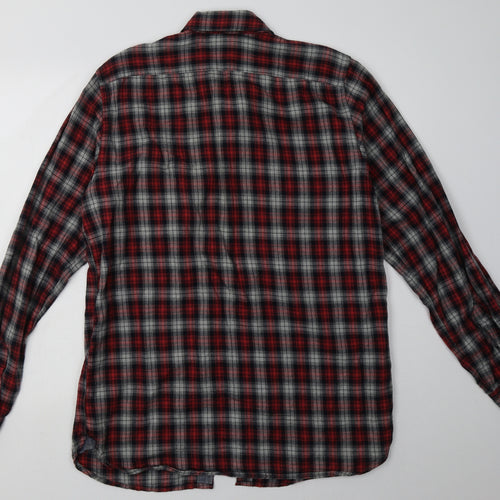 Gap Mens Red Check Cotton  Polo Size M Collared Button