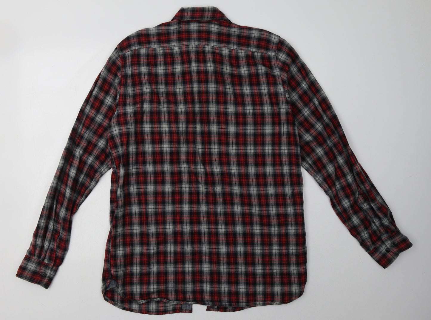 Gap Mens Red Check Cotton  Polo Size M Collared Button