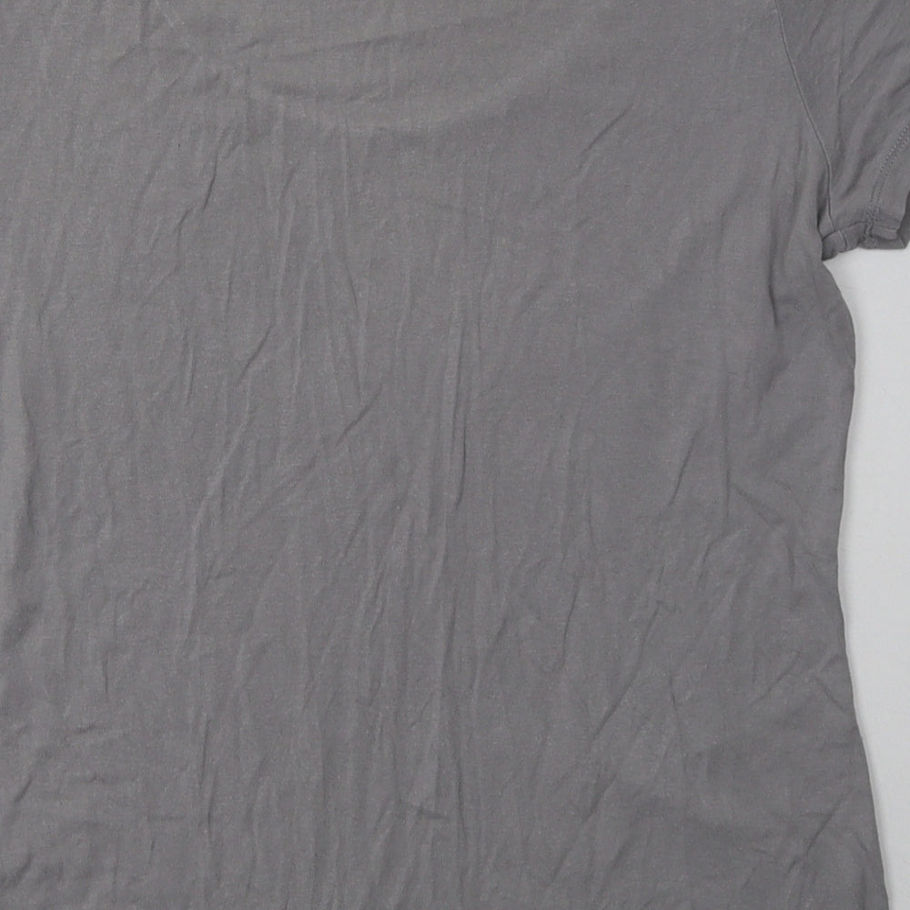Marks and Spencer Womens Grey  Viscose Basic T-Shirt Size 8 Crew Neck