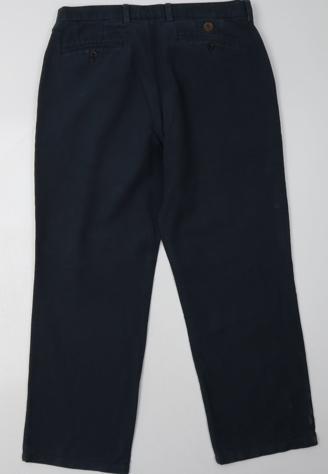 Marks and Spencer Mens Green  Cotton Chino Trousers Size 36 L29 in Regular Button - Short