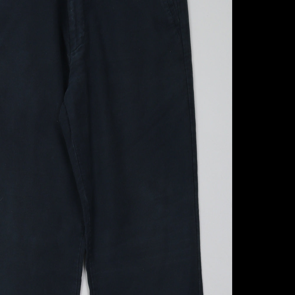 Marks and Spencer Mens Green  Cotton Chino Trousers Size 36 L29 in Regular Button - Short