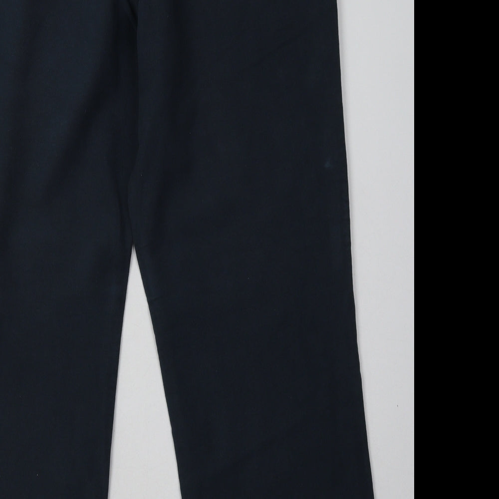 Marks and Spencer Mens Green  Cotton Chino Trousers Size 36 L29 in Regular Button - Short