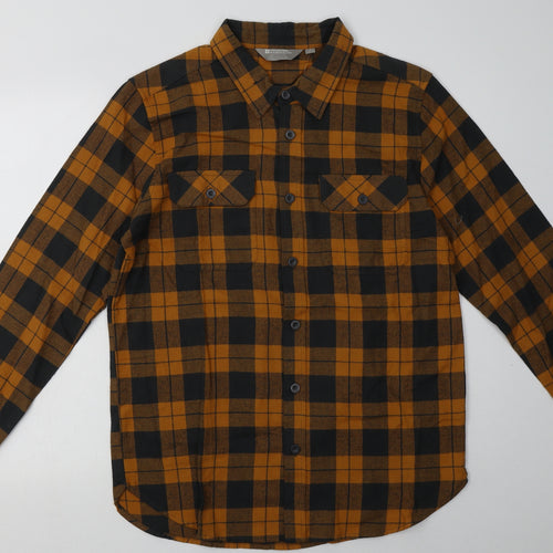 Mountain Warehouse Mens Orange Check Cotton  Button-Up Size M Collared Button
