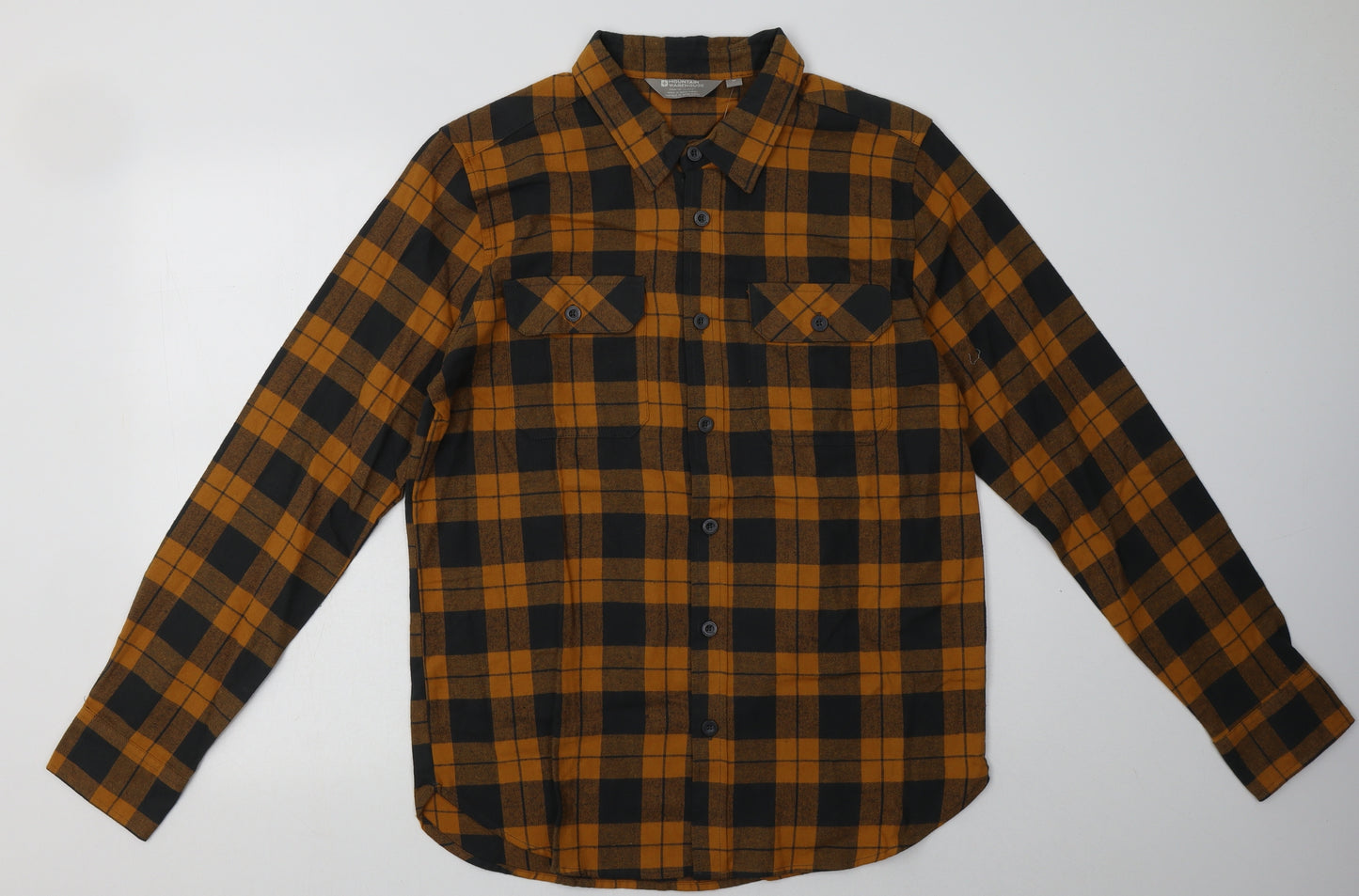 Mountain Warehouse Mens Orange Check Cotton  Button-Up Size M Collared Button