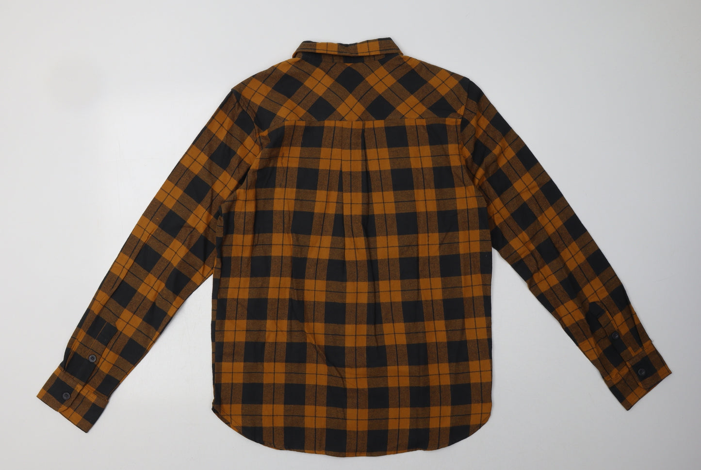 Mountain Warehouse Mens Orange Check Cotton  Button-Up Size M Collared Button