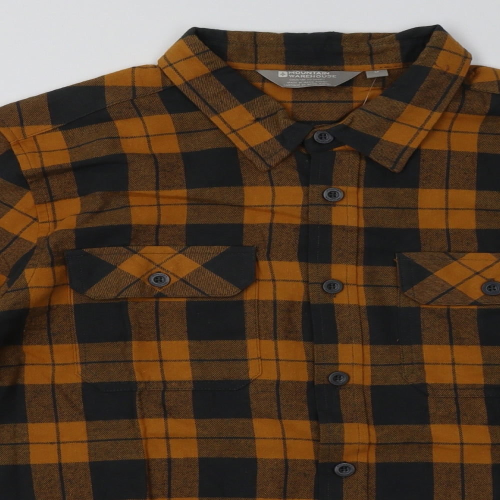 Mountain Warehouse Mens Orange Check Cotton  Button-Up Size M Collared Button