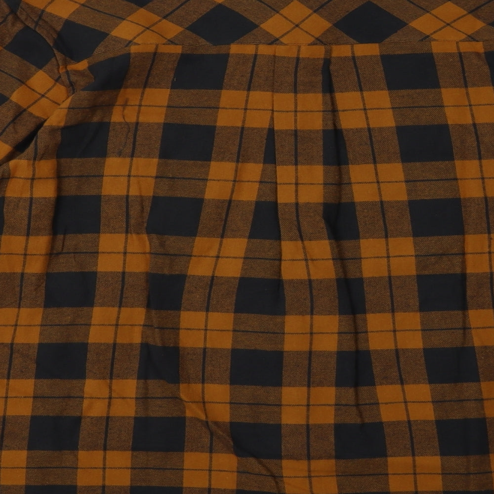 Mountain Warehouse Mens Orange Check Cotton  Button-Up Size M Collared Button