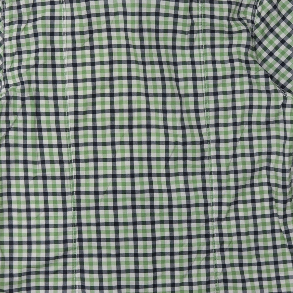 Duck & Cover Mens Green Check Cotton  Button-Up Size XL Collared Button