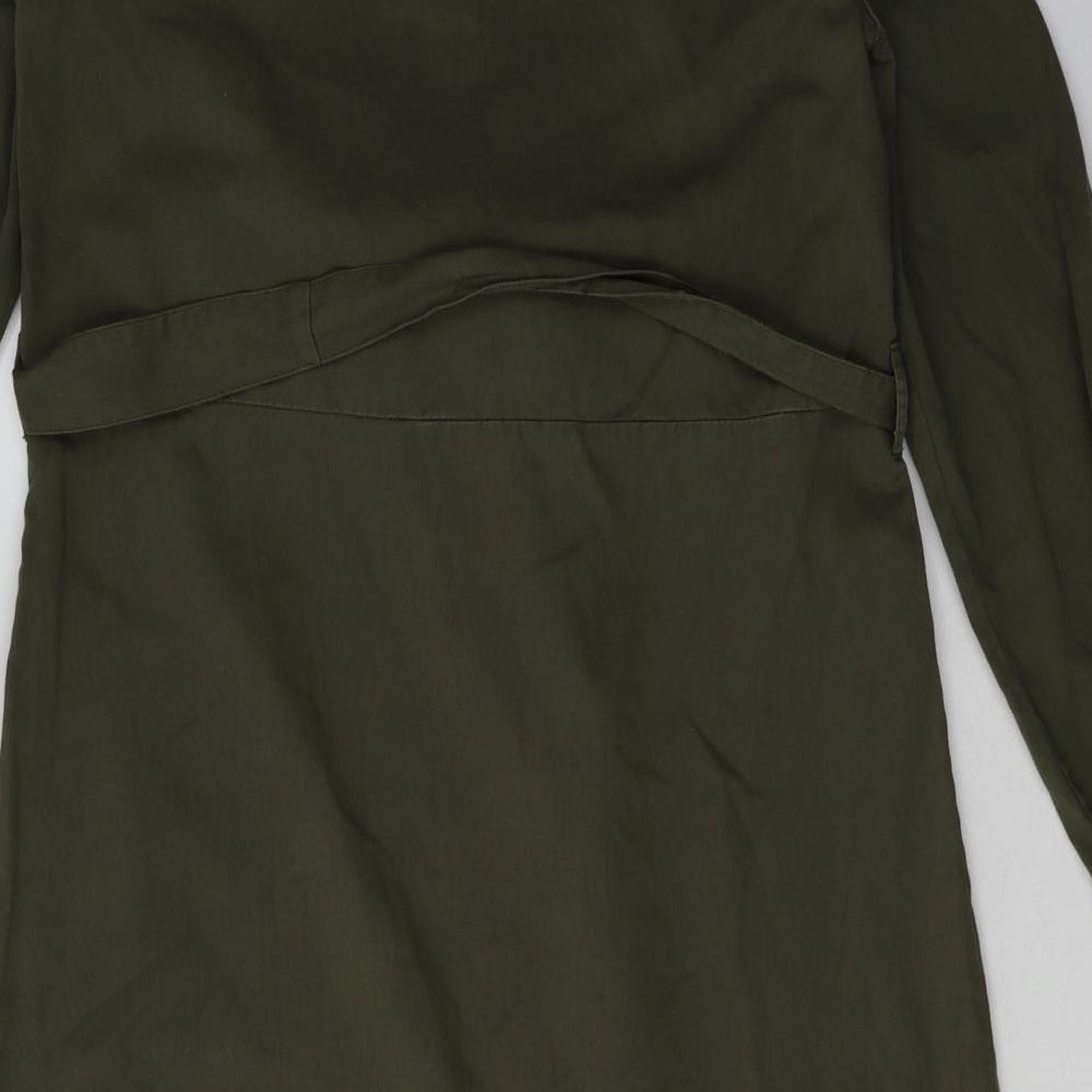 Sainsburys Womens Green  Cotton Shirt Dress  Size 12  Collared Button