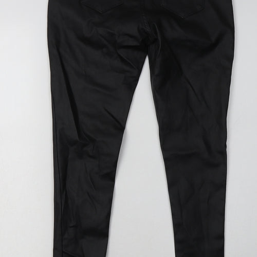 GIRL VIVI Womens Black  Viscose Skinny Jeans Size L L30 in Regular Button - leather jeans