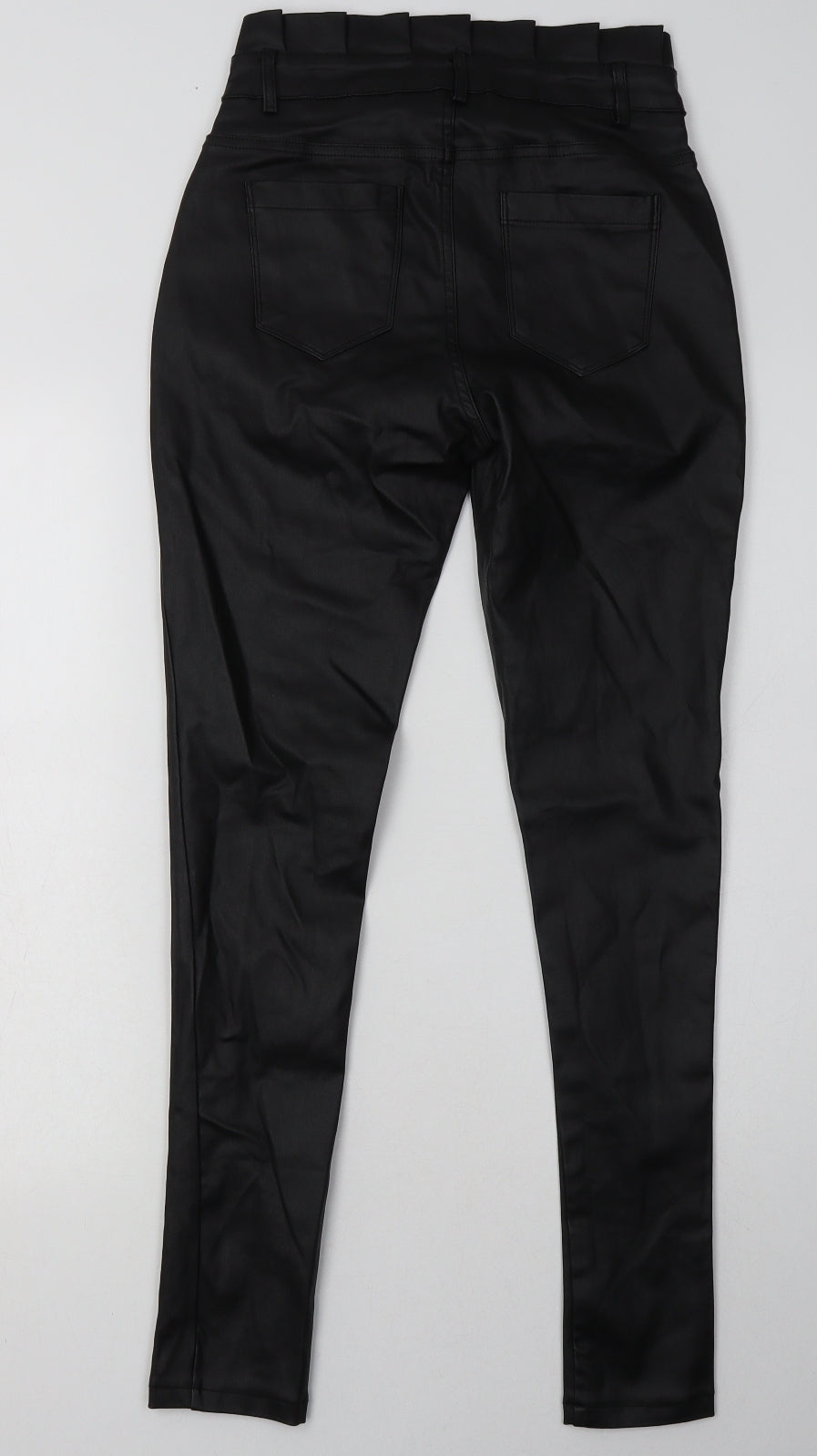 GIRL VIVI Womens Black  Viscose Skinny Jeans Size L L30 in Regular Button - leather jeans