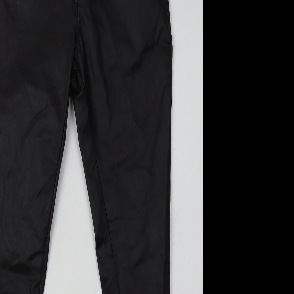 GIRL VIVI Womens Black  Viscose Skinny Jeans Size L L30 in Regular Button - leather jeans