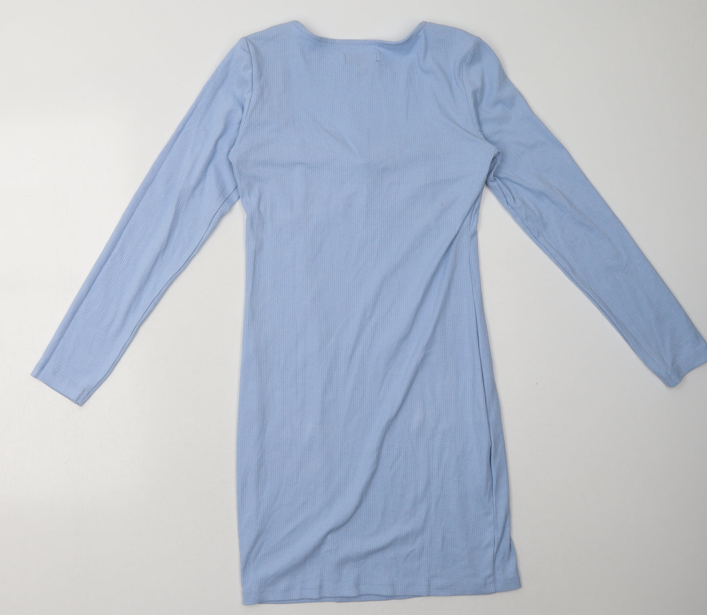 brave sould Womens Blue  Cotton Bodycon  Size L  V-Neck Pullover