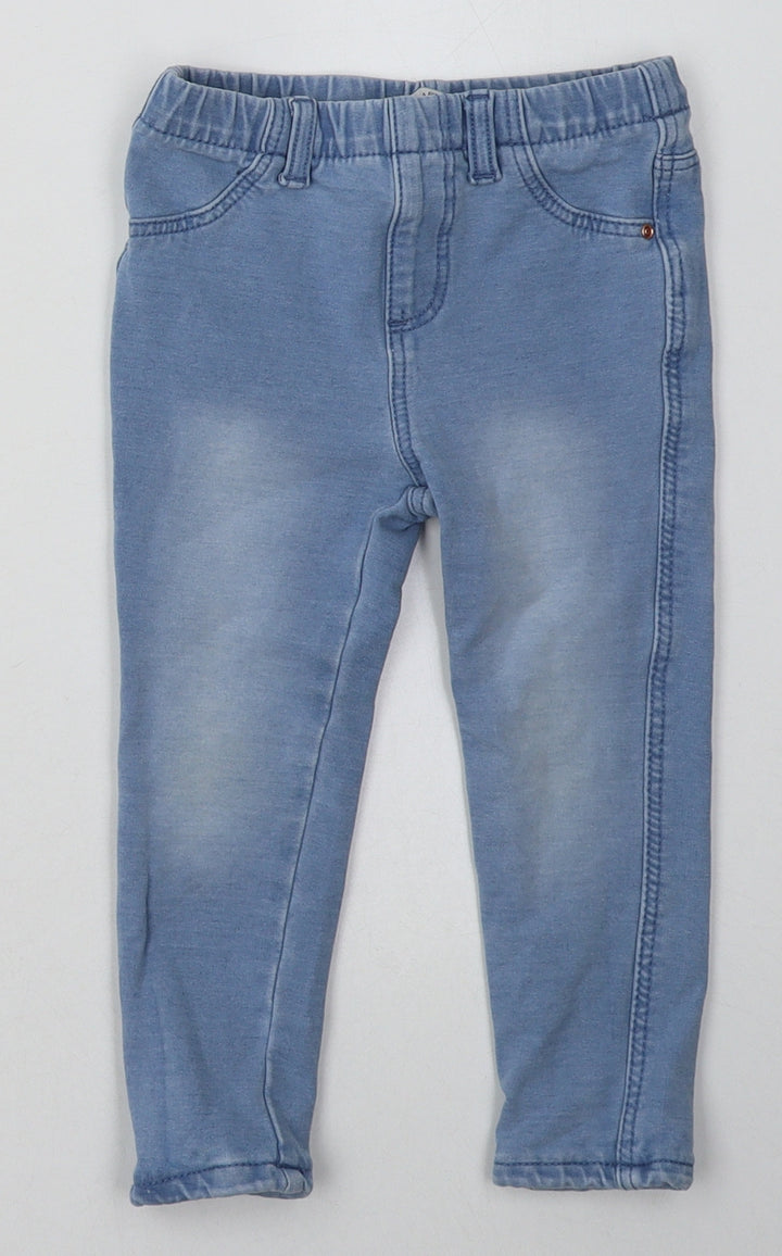 Primark Girls Blue Cotton Jogger Trousers Size 24 Months