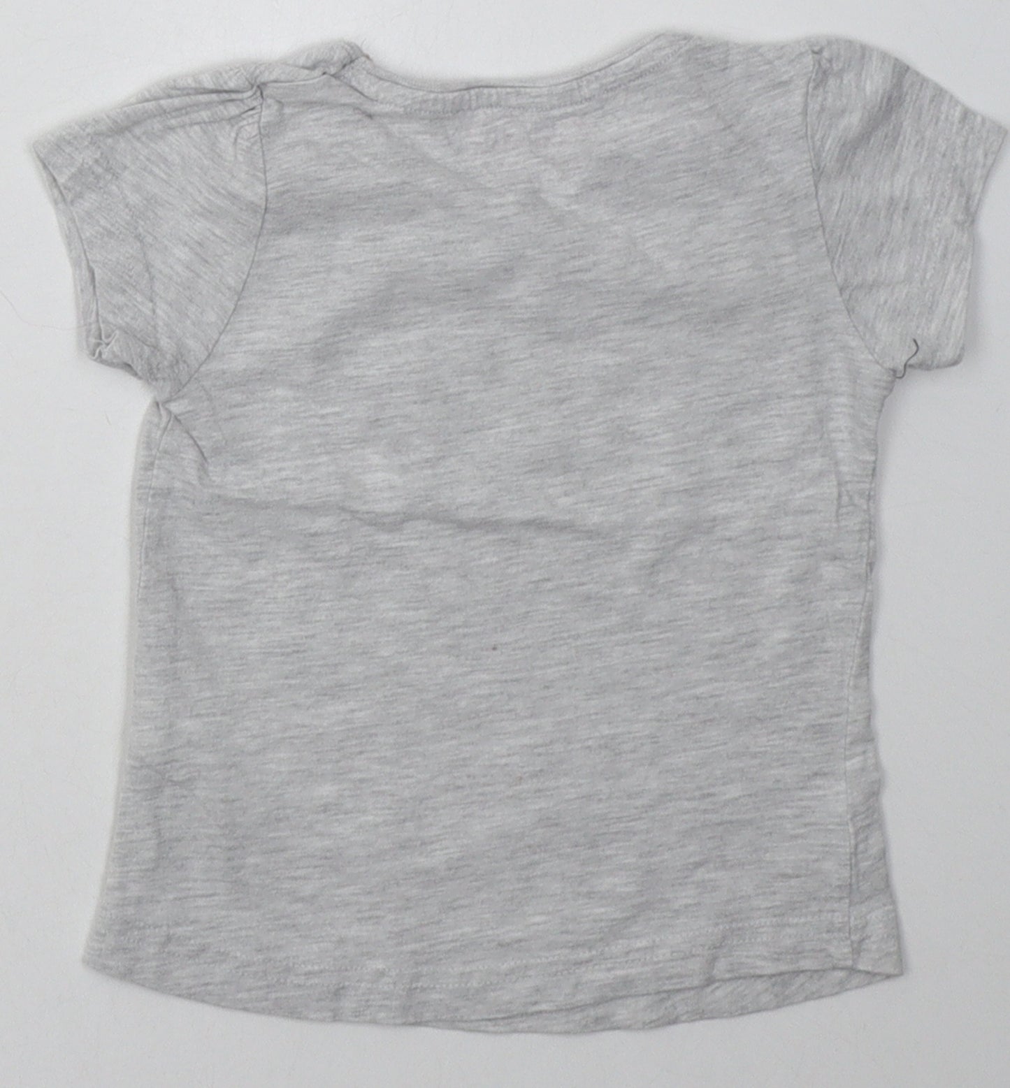 Young Dimension Girls Grey Geometric Cotton Basic T-Shirt Size 2-3 Years Crew Neck Pullover - pretty, beautiful, lovely butterfly print