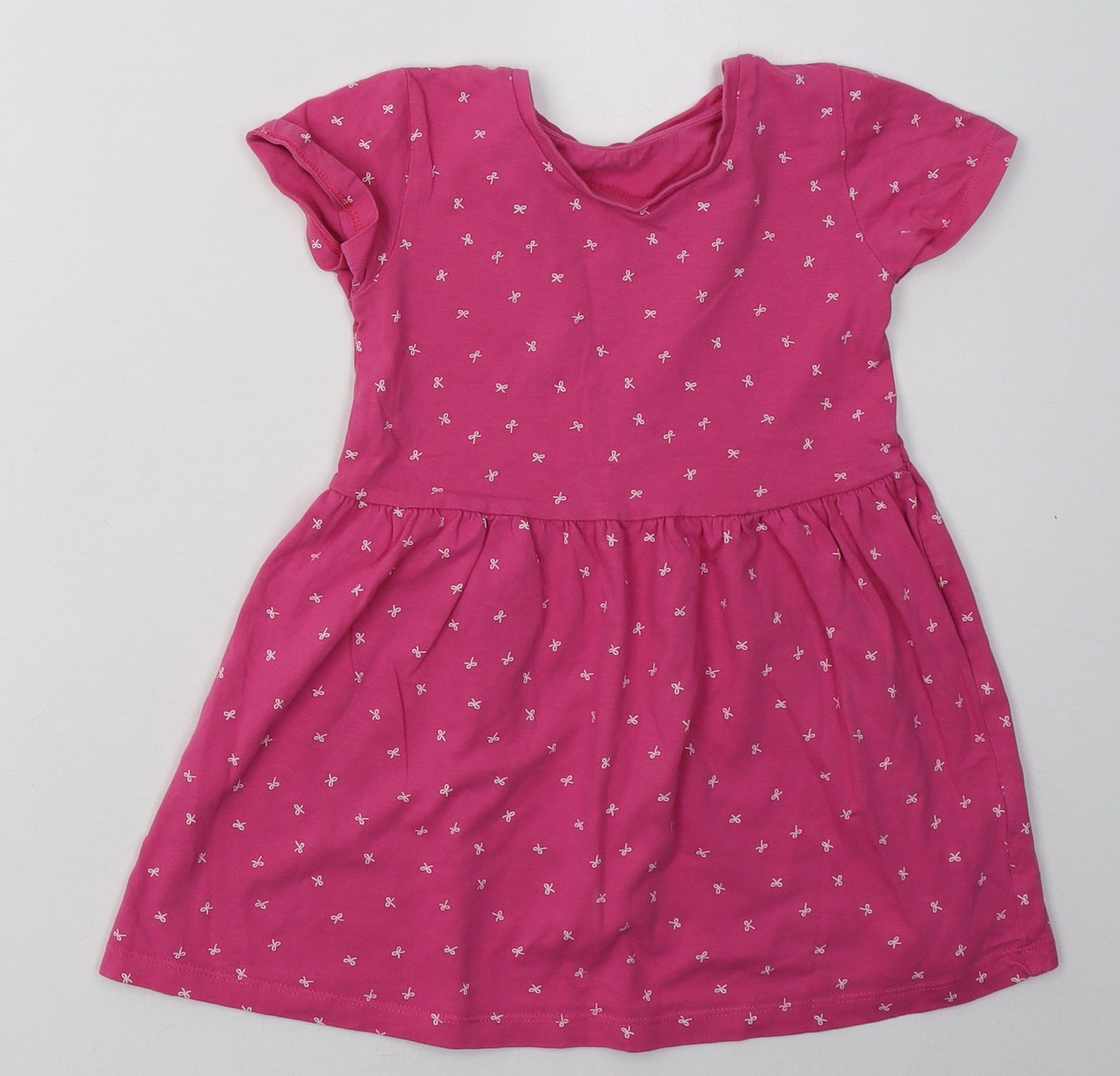 Matalan Girls Pink Geometric Cotton A-Line  Size 2-3 Years  Crew Neck Pullover