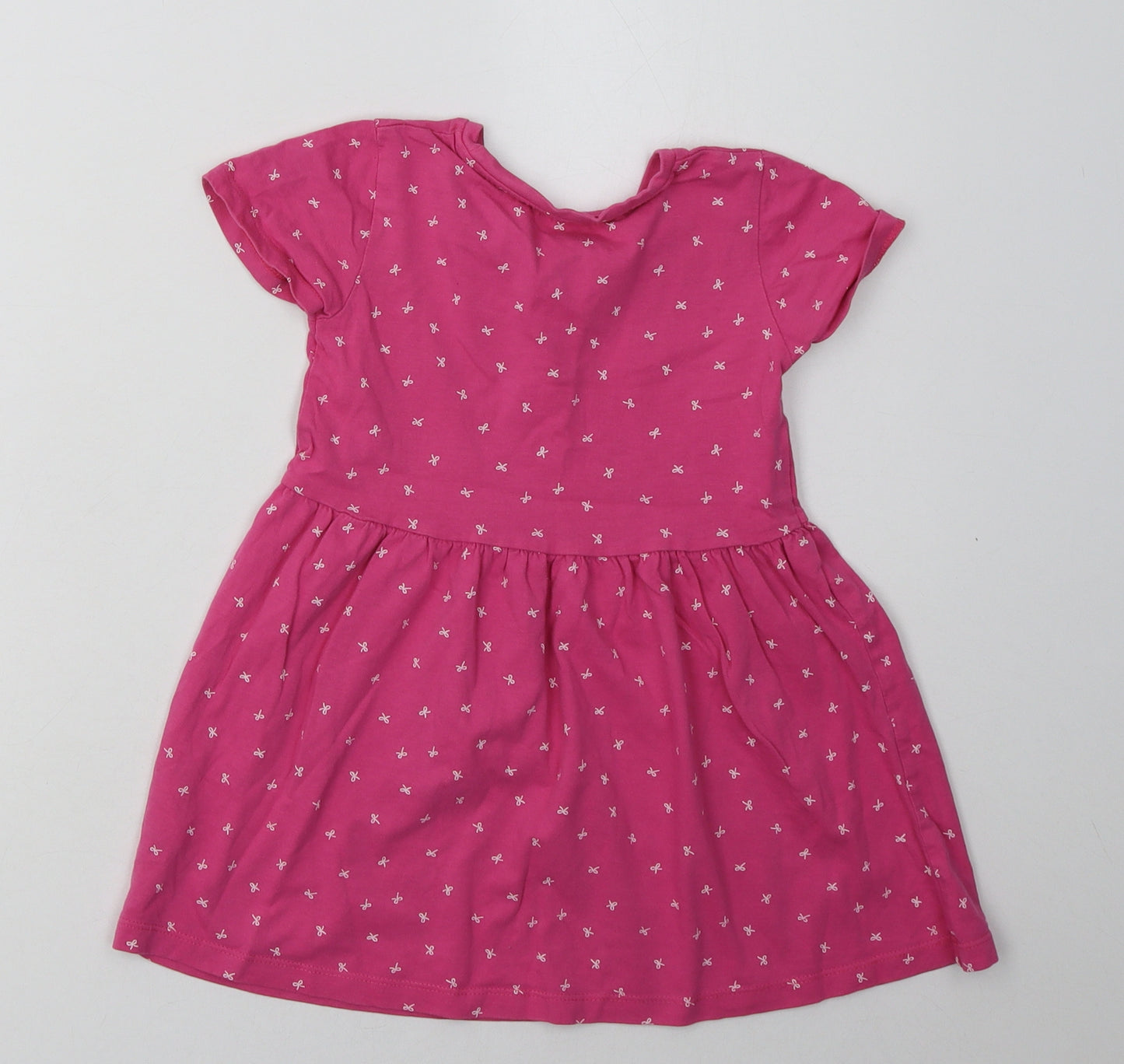 Matalan Girls Pink Geometric Cotton A-Line  Size 2-3 Years  Crew Neck Pullover