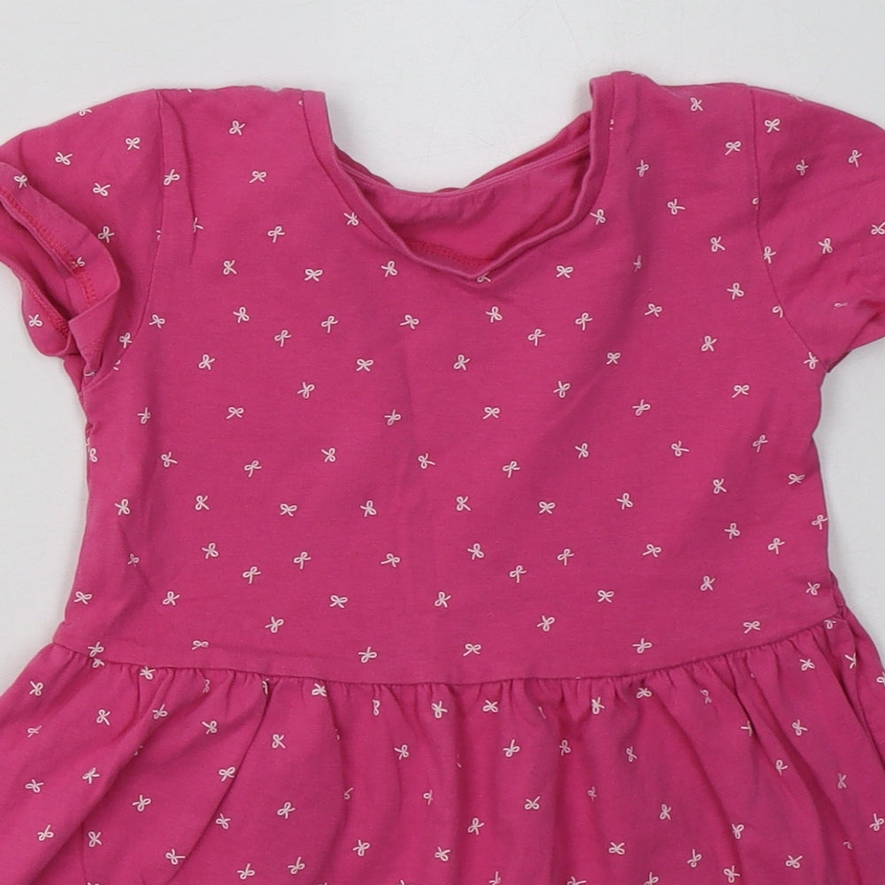 Matalan Girls Pink Geometric Cotton A-Line  Size 2-3 Years  Crew Neck Pullover