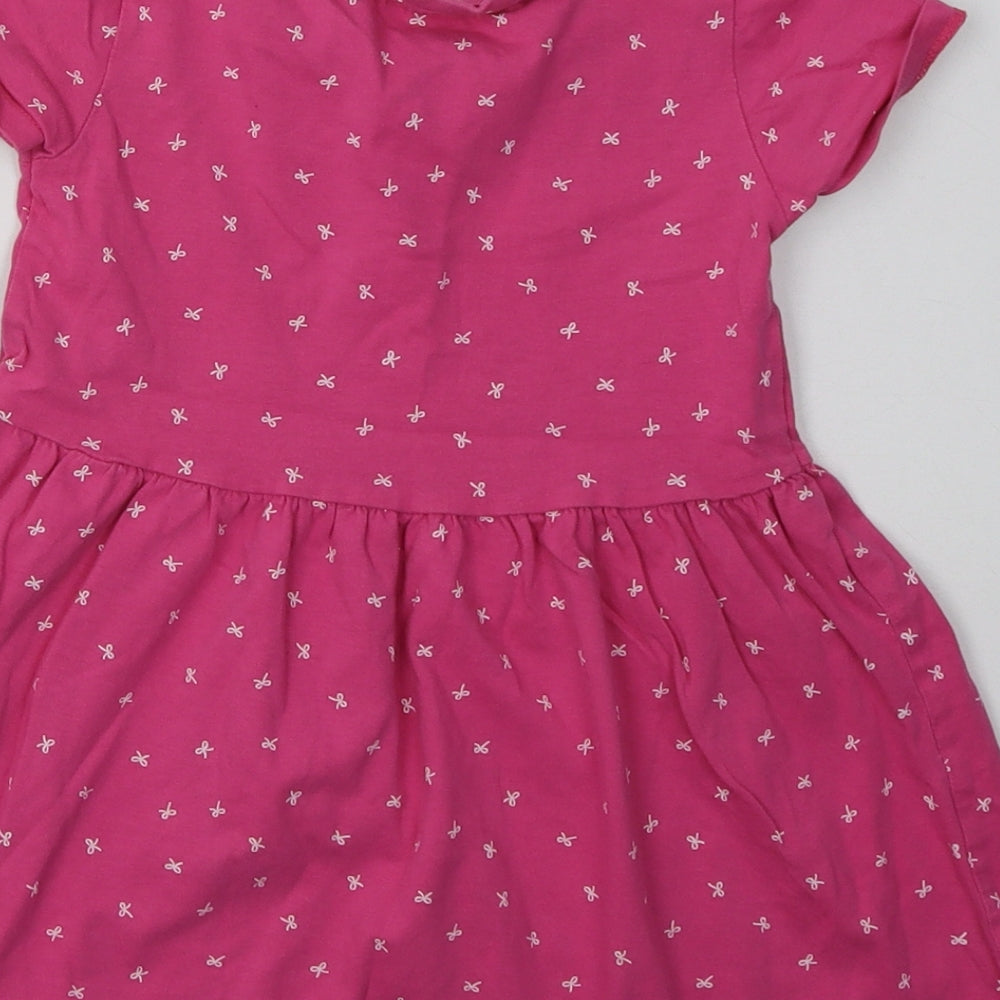 Matalan Girls Pink Geometric Cotton A-Line  Size 2-3 Years  Crew Neck Pullover