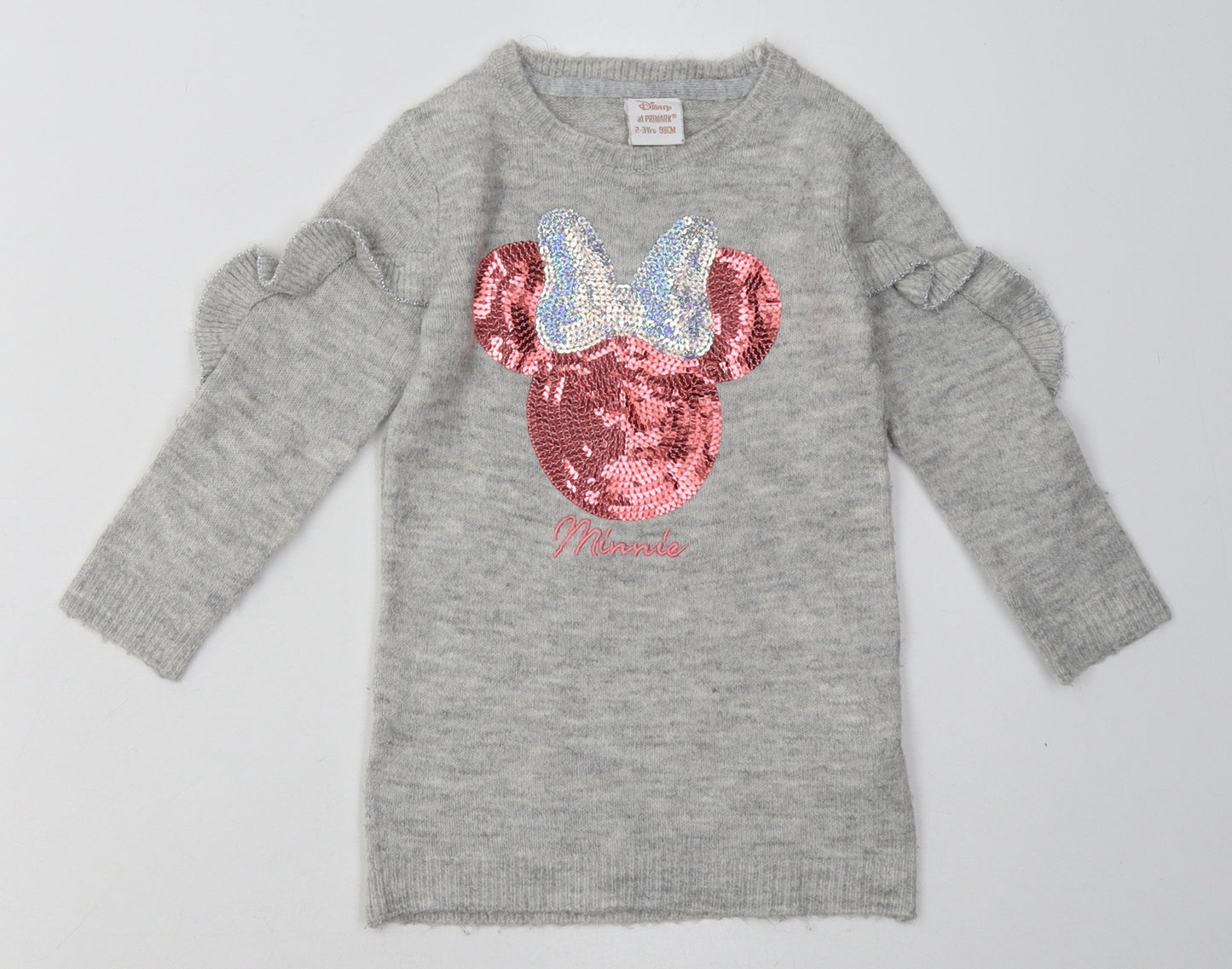 Primark Girls Grey  Cotton Pullover Sweatshirt Size 2-3 Years  Pullover - Minnie Mouse