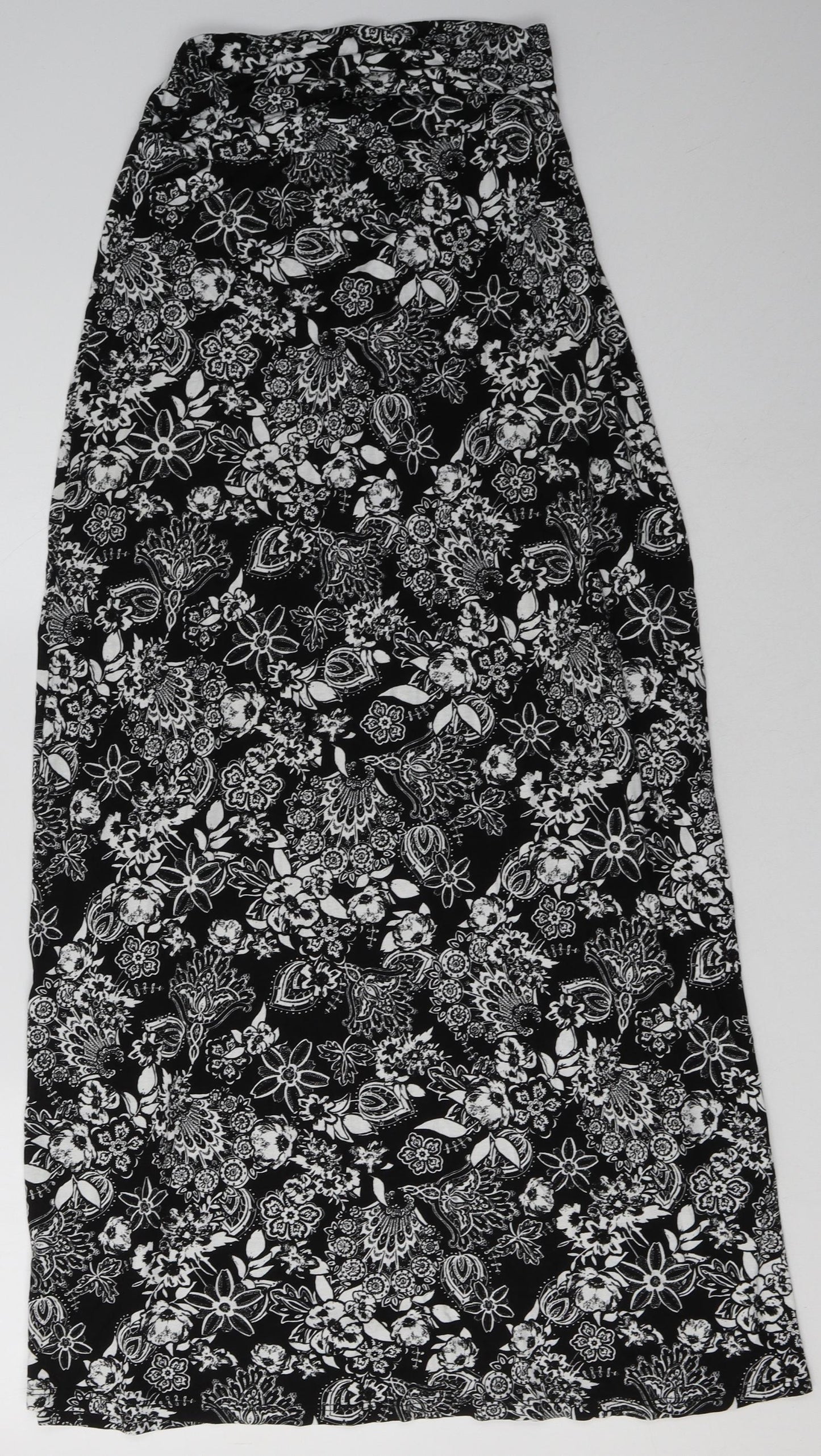 George Womens Black Floral Viscose A-Line Skirt Size 10