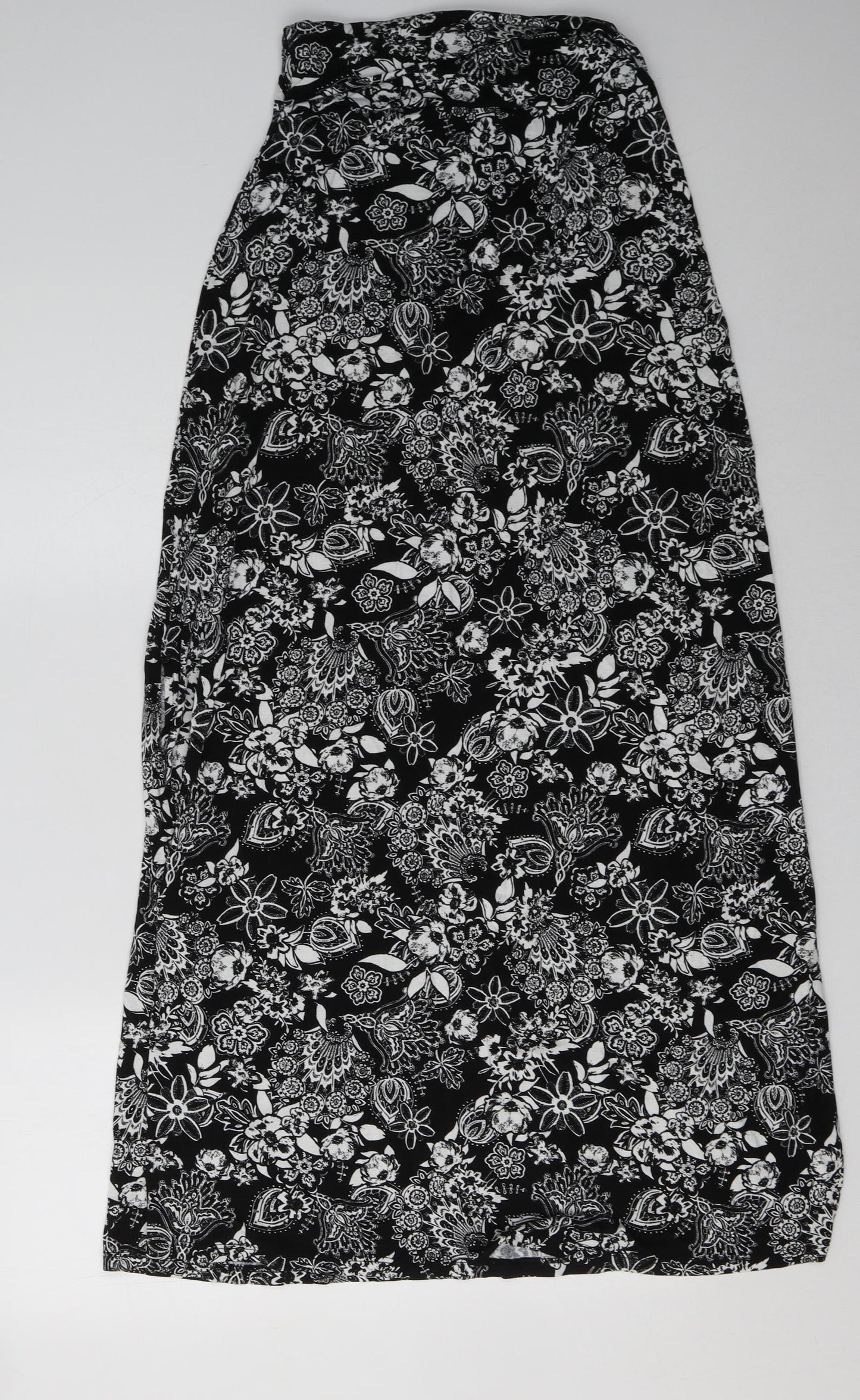 George Womens Black Floral Viscose A-Line Skirt Size 10