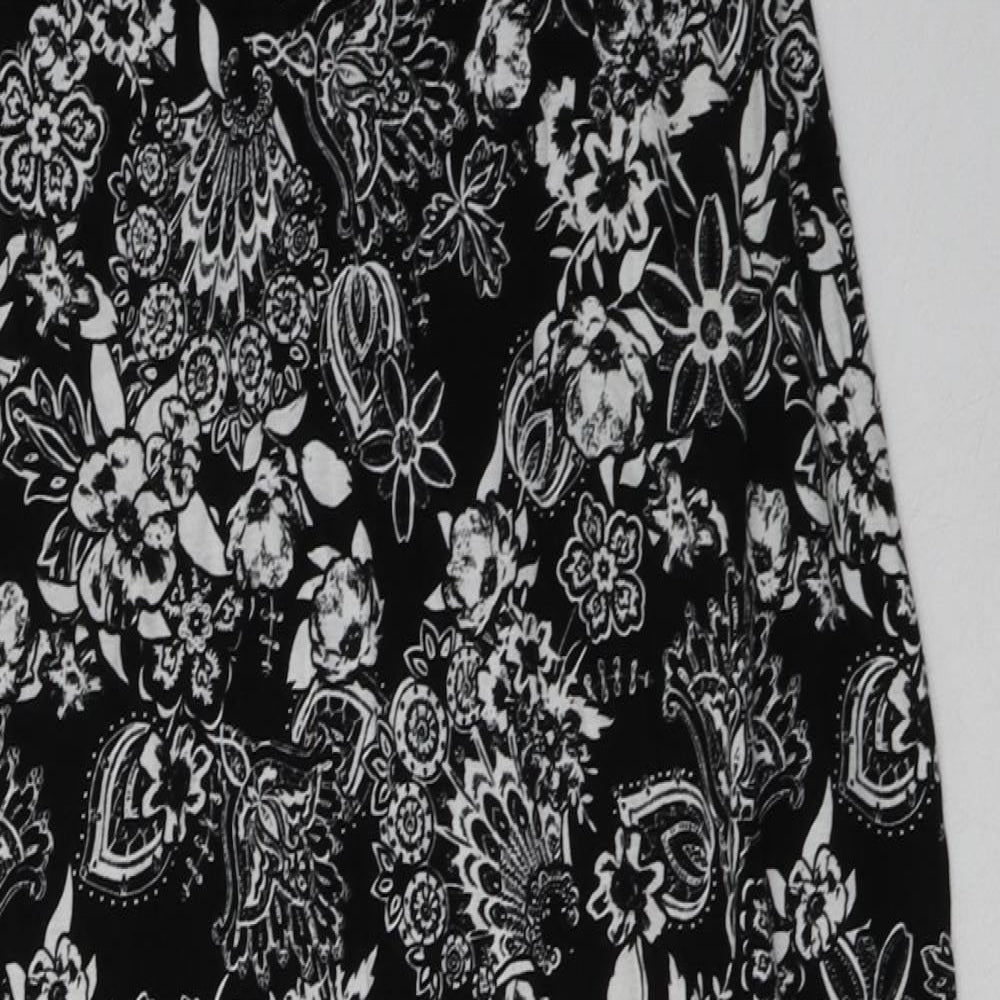 George Womens Black Floral Viscose A-Line Skirt Size 10