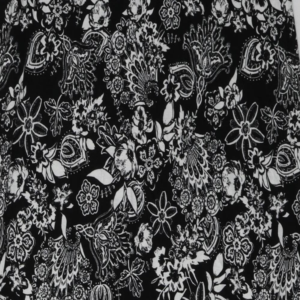 George Womens Black Floral Viscose A-Line Skirt Size 10