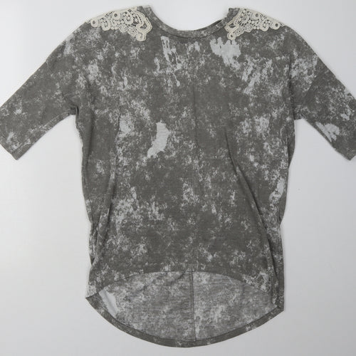 George Womens Grey Geometric Polyester Pullover Sweatshirt Size 10  Pullover