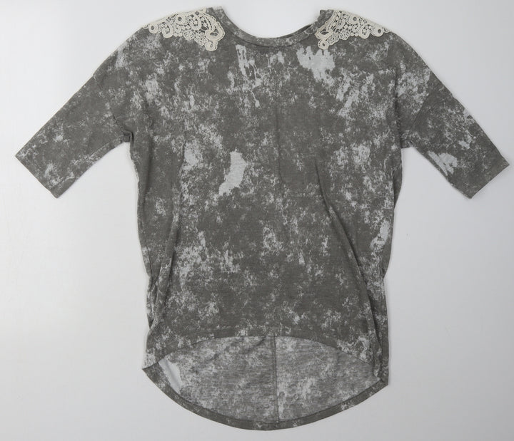 George Womens Grey Geometric Polyester Pullover Sweatshirt Size 10 Pullover