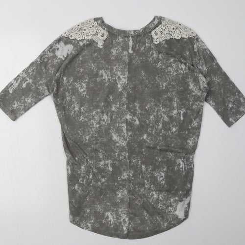 George Womens Grey Geometric Polyester Pullover Sweatshirt Size 10  Pullover