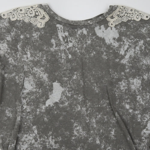 George Womens Grey Geometric Polyester Pullover Sweatshirt Size 10  Pullover