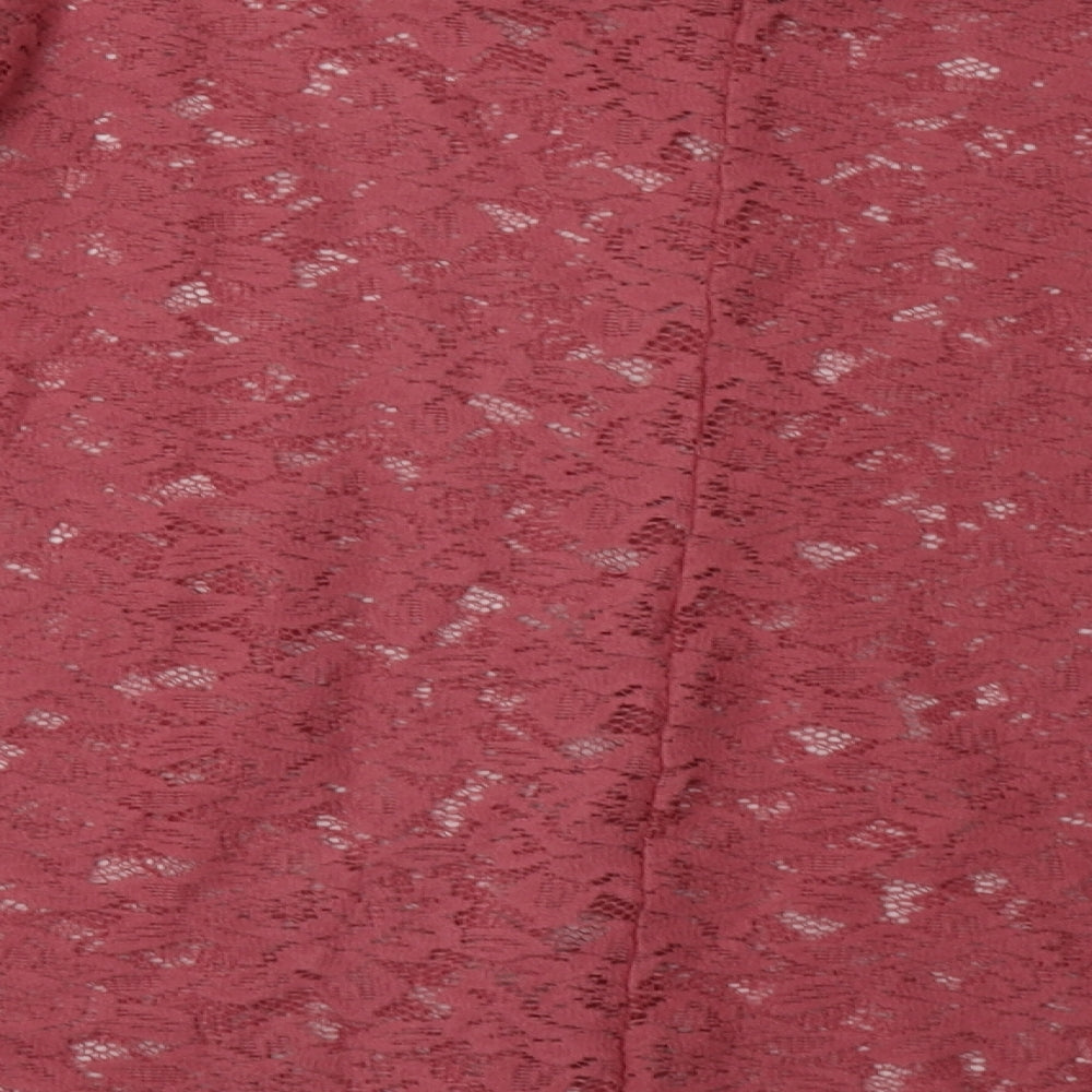 George Womens Pink Floral Polyester Basic Blouse Size 12 Crew Neck