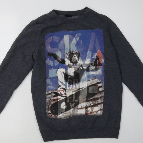 NEXT Girls Blue  Cotton Pullover Sweatshirt Size 13 Years  Pullover - Monkey