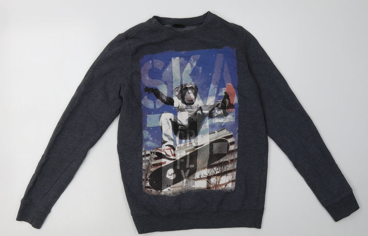 NEXT Girls Blue Cotton Pullover Sweatshirt Size 13 Years Pullover - Monkey