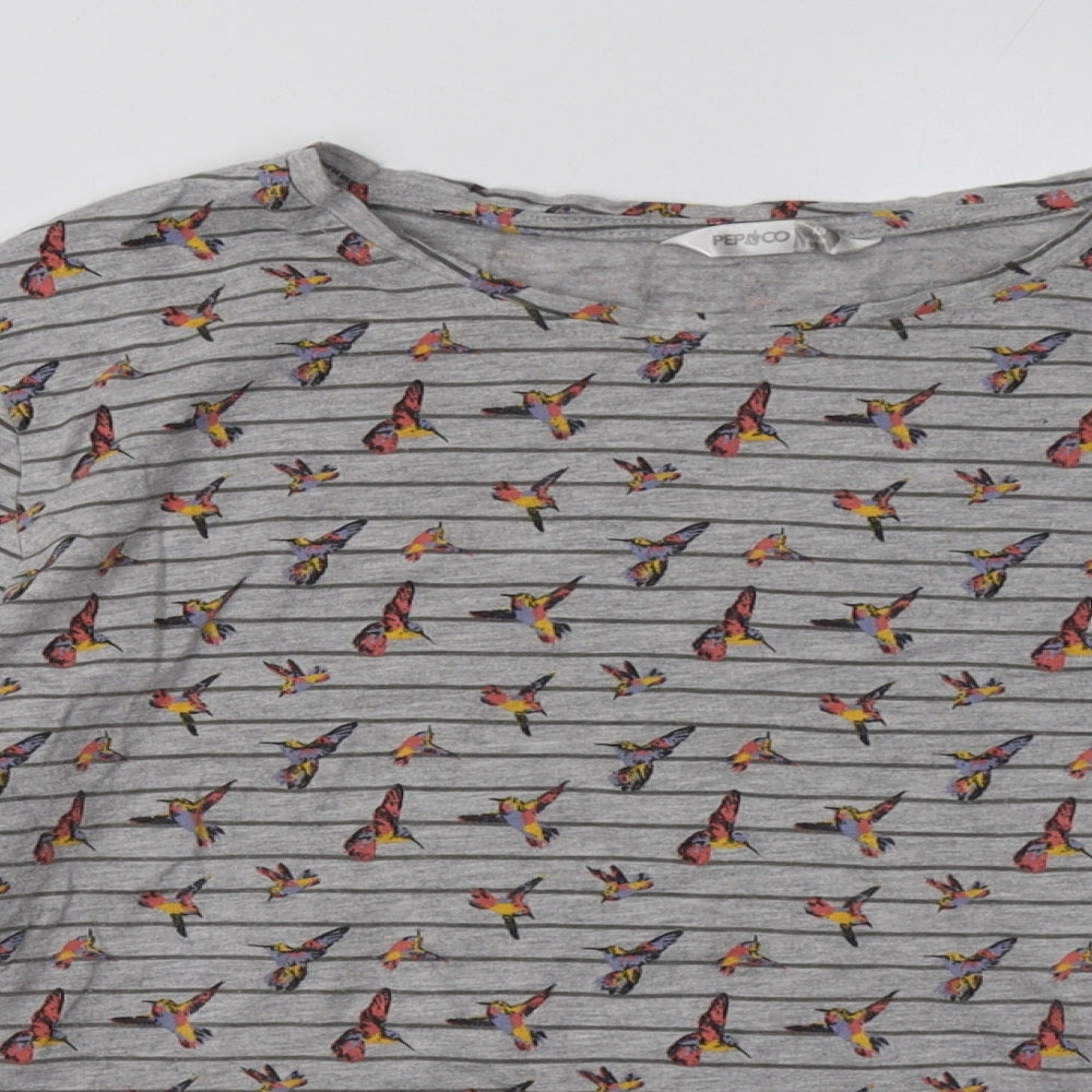 pep&co Womens Grey Geometric Cotton Pullover Sweatshirt Size 18  Pullover - Bird Print