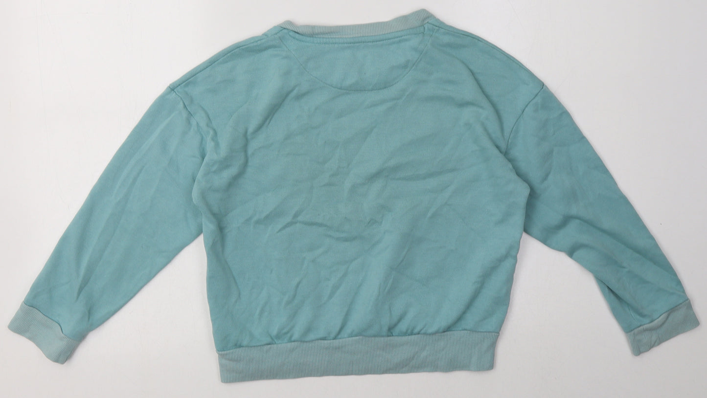 Marks and Spencer Girls Blue  Cotton Basic Casual Size 10-11 Years Crew Neck Pullover - ill do it later