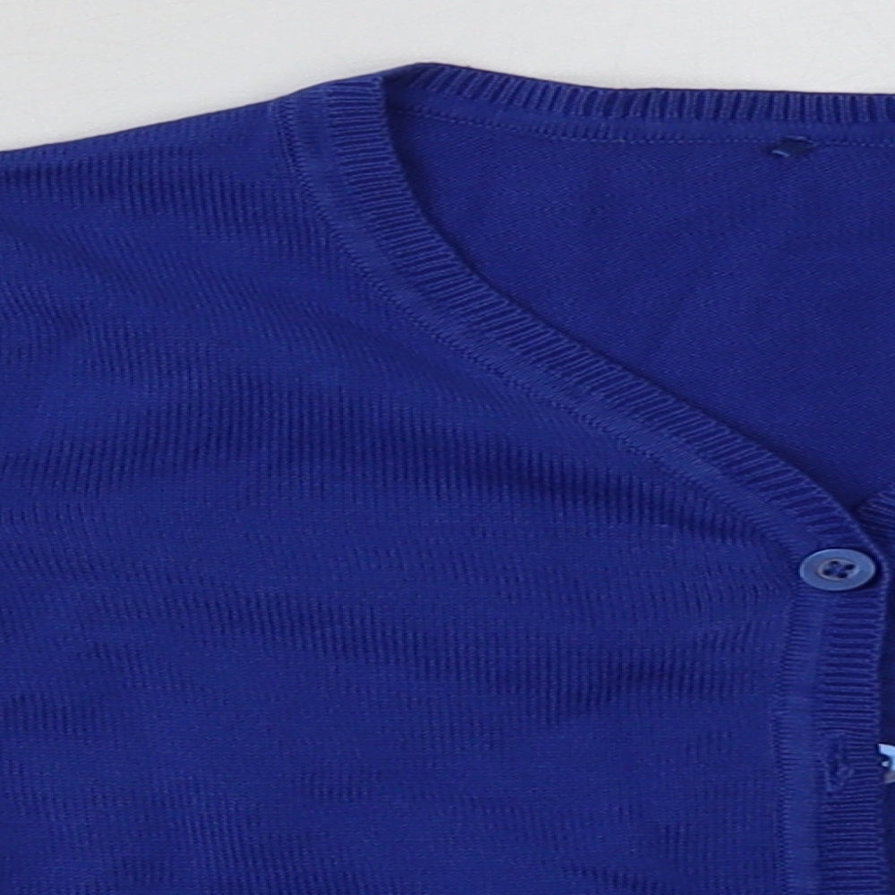 George Girls Blue V-Neck  Cotton Cardigan Jumper Size 3-4 Years  Button - School Wear