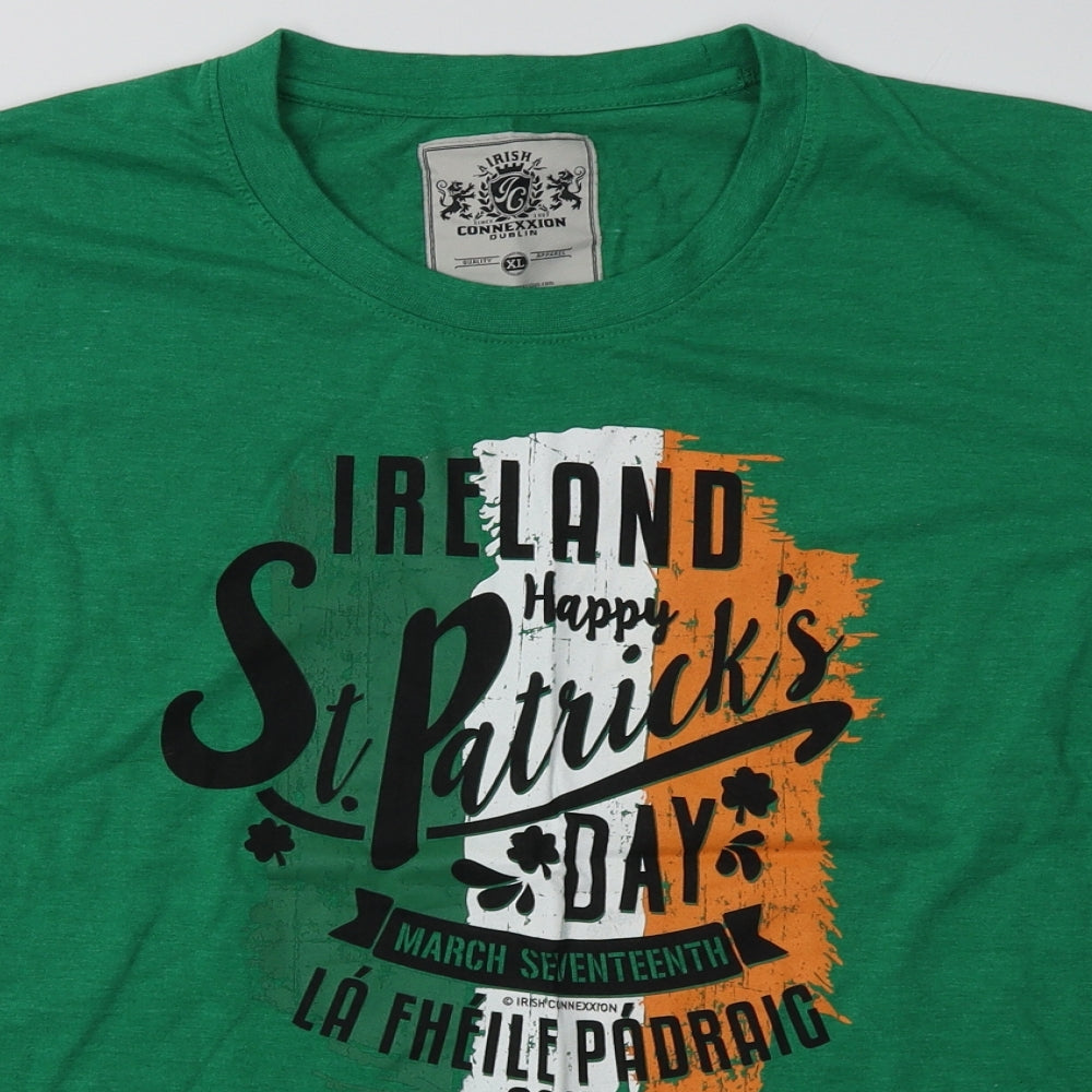 Irish Connexxion Mens Green  Cotton  T-Shirt Size XL Crew Neck  - st patricks day